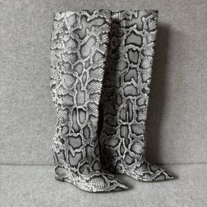 Michael Kors Leather Knee-High Wedge Boot Snake Size 7.5M Festival Concert Party
